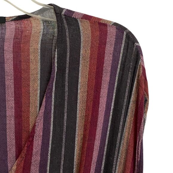 Rails Lucca Mini Dress Women's Sz S Linen Blend Striped Smocked V-Neck Coquette - Picture 11 of 16